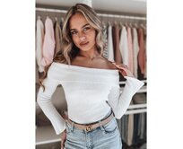 Dámský svetr jedné velikosti s otevřenými rameny SHOWIT bílý Bílá, Univerzální