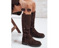 Dámské kozačky ze semiše, hnědé Hnědá, 40