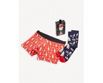 Boxerky a ponožky v dárkovém balení Červená, S