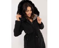 Černá zimní bunda parka s žebrovanými lemy Černá, L