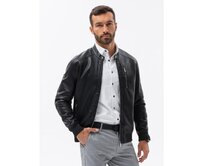 Pánská bunda z umělé kůže V2 OM-JAFL-0109 černá Černá, M