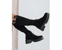 Dámské kozačky ze semiše na platformě černé Černá, 39