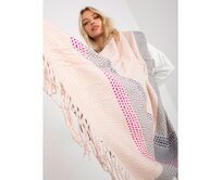 Dámská zimní šála se střapci LILIANA světle růžová a šedá Růžová, Univerzální
