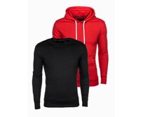 Pánská mikina BASIC červená a černá 2-pack Červená, XXL