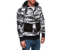 Pánská mikina na zip B1694 - šedá Šedá, M