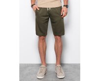 Pánské krátké šortky s kapsami V16 OM-SRBS-0109 tmavě olivové Olivová, XL