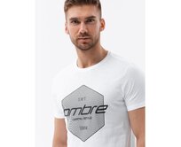 Pánské bavlněné tričko s potiskem bílé V1 S1753 Bílá, XXL