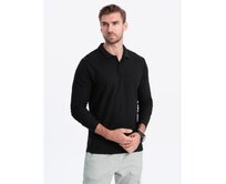 Pánské tričko s dlouhým rukávem a polo límcem V2 OM-POBL-0114 černé Černá, S