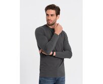 Pánské tričko s dlouhým rukávem bez potisku V6 OM-LSBL-0106 grafitový Tmavě šedá, S