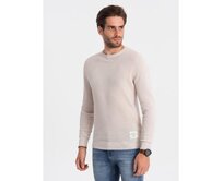 Pánský svetr s texturou a půlkulatým výstřihem V6 OM-SWSW-0104 béžový Béžová, S