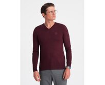 Pánský svetr s výstřihem do V V13 OM-SWBS-0107 bordó Červená, S