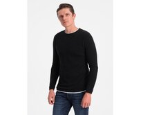 Pánský bavlněný svetr s kulatým výstřihem V1 OM-SWSW-0103 černý Černá, L