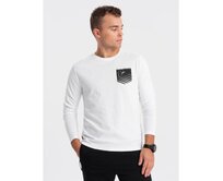 Pánské tričko s potiskem a dlouhým rukávem V1 OM-LSPT-0118 bílé Bílá, S