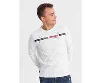 Pánské tričko s potiskem a dlouhým rukávem 2 OM-LSPT-0119 bílé Bílá, L