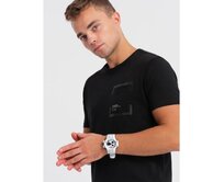 Pánské bavlněné tričko s kapsou V1 OM-TSPT-0154 černé Černá, S