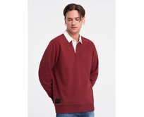 Pánský svetr s bílým polo límcem V3 OM-SSNZ-0132 bordó Červená, S