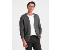 Pánský strukturovaný svetr s kapsami V2 OM-SWCD-0109 grafitový Tmavě šedá, XL