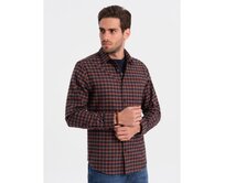 Pánská kostkovaná flanelová košile V6 OM-SHCS-0150 tmavě modrá a černá Námořnická modrá, S