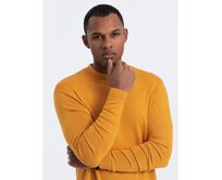 Pánský pletený polopřiléhavý rolák s viskózou V5 OM-SWTN-0100 hořčicové Horčicová, L