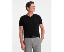 Pánské tričko V-NECK s elastanem V3 OM-TSCT-0106 černé Černá, S