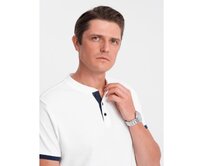 Pánská polokošile bez límečku V1 OM-TSCT-0156 bílá Bílá, S