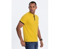 Pánská polokošile bez límečku V9 OM-TSCT-0156 žlutá Žlutá, S