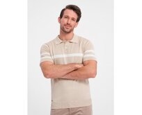 Pánská polokošile z měkkého úpletu s kontrastními pruhy V4 OM-POSS-0118 béžová Béžová, S
