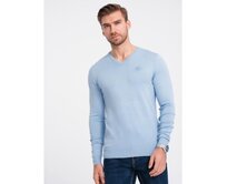 Elegantní pánský svetr s výstřihem do V V10 OM-SWBS-0107 světle modrý Světle modrá, M