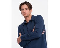 Pánská mikina s polo límcem  V5 OM-SSNZ-0149 tmavě modrá Námořnická modrá, S