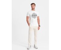 Pánské tepláky V11 OM-PABS-0206 krémové Krémová, S