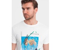 Pánské bavlněné tričko s potiskem California V1 OM-TSPT-0128 bílé Bílá, XXL