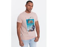 Pánské bavlněné tričko s potiskem California V2 OM-TSPT-0128 růžové Růžová, XXL