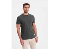 Pánské volnočasové tričko s kapsou s nášivkou V11 OM-TSCT-0109 grafitové Zelená, S