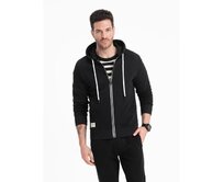 Pánská rozepínací mikina s kapucí BASIC černá Černá, XL