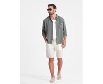 Pánské krátké šortky s plátnem krémové Krémová, S