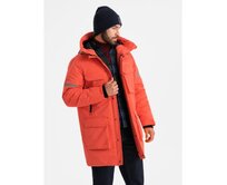 Pánská dlouhá zateplená bunda s reflexními prvky - oranžová V1 Oranžová, S