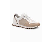 Patchwork pánské tenisky z kombinovaných materiálů bílá a písková Bílá, 40