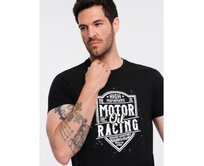 Pánské tričko s potiskem v motocyklovém stylu černé Černá, S