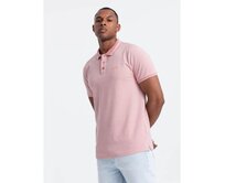 Pánská melanžová polokošile s pruhovaným límečkem růžová melanž Růžová, S