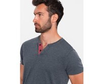 Pánské tričko s rozepnutým kulatým výstřihem henley tmavě modré Námořnická modrá, S