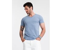 Pánské klasické bavlněné tričko BASIC modré Modrá, 3XL