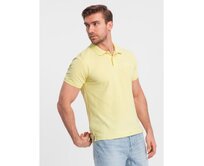 Pánská jednobarevná pletená polokošile BASIC žlutá Žlutá, XL