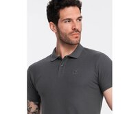 Pánská jednobarevná pletená polokošile BASIC graphite Tmavě šedá, M