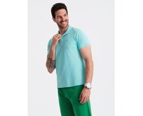 Pánská jednobarevná pletená polokošile BASIC mint Mátová, S