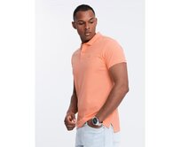 Pánská jednobarevná polokošile BASIC pique knit broskvová Broskvová, S