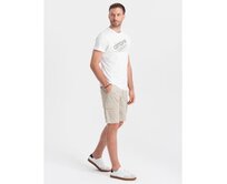 Jednobarevné pánské šortky s cargo kapsami béžové Béžová, S