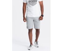 Pánské krátké pletené teplákové šortky otoman šedé V2 OM-SRSK-0150 Šedá, S