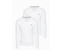 Pánská souprava triček s dlouhým rukávem V-NECK mix 2-pack V2 Z87 Bílá, M