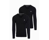 Pánská souprava triček s dlouhým rukávem V-NECK mix 2-pack V3 Z87 Černá, XL
