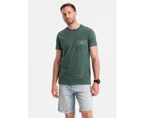 Pánské bavlněné tričko Ombre Streetstyle s potiskem kapes tmavě zelené V4 OM-TSCT-0108 Zelená, S
